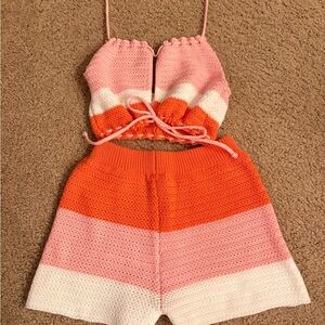 SHEIN Pink and Orange Knit Women Shorts